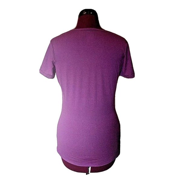 32 Degrees Womens Top Size Medium Purple Knit Short Sleeve - Picture 2 of 6